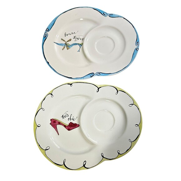 Rosanna Tea for Two Replacement Porcelain Plates Haute Shoe Design Two Plates - Picture 10 of 10